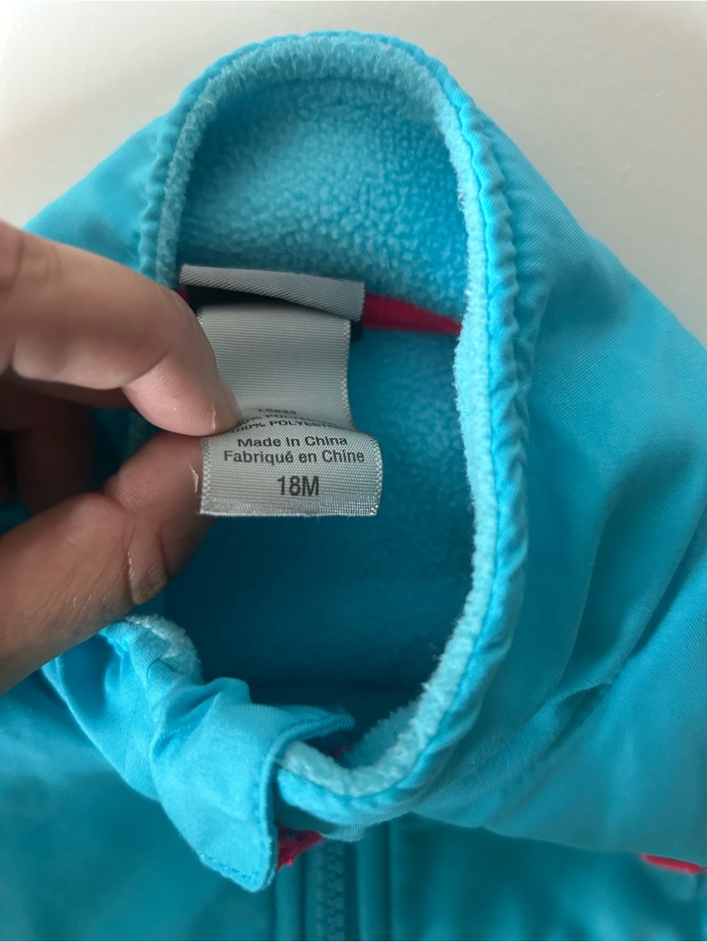 Champion Kids Teal Fleece Jacket with Pink Accents - Picture 4 of 4